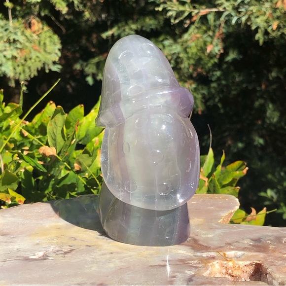 Extra Large Double Mushroom Rainbow Fluorite Carving - Picture 3 of 5